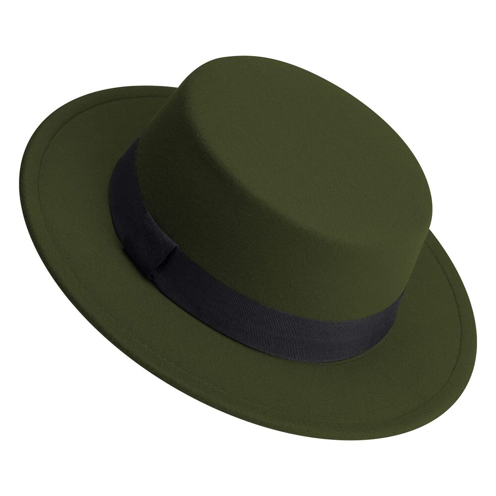 9535 Classic Fedora Hat Flat Top Hat Felt Pork Pie Hat Wide Brim Church